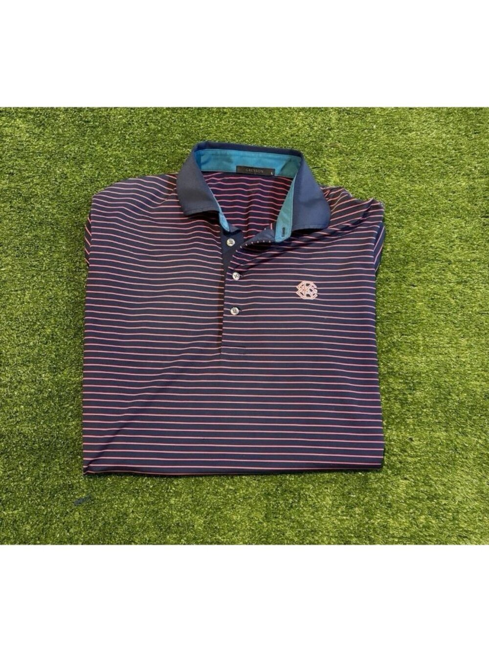 Greyson polo mens large blue red lighweight breathable moisture wicking golf